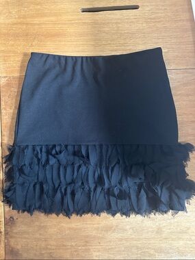 Ann Taylor Black Mini Skirt with Ruffled Hem